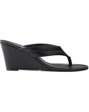 St. Agni Leather Wedge Sandals - Black