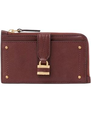 Chloé Locker-Detail Strap Leather Wallet - Purple