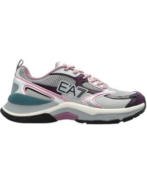 EA7 Mesh Lace-Up Trainers - Grey