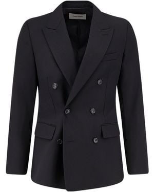 Tonywack Double-Breasted Peak-Lapel Blazer - Black