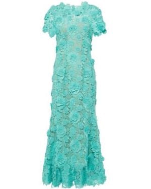 Oscar de la Renta Floral Guipure Lace Midi Dress - Green