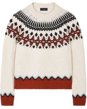 Alanui Wool Crewneck Jumper With Geometric Detail - Grey