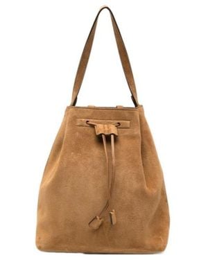 The Row Drawstring-Fastening Suede Backpack - Brown