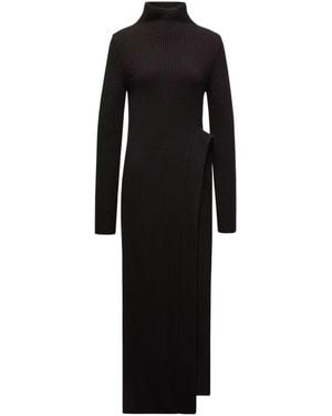 Moncler Jil Sander Wool Turtleneck Dress - Black