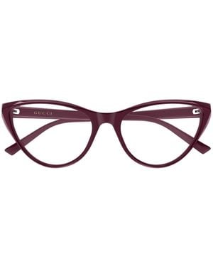 Gucci Geometric-Frame Clear-Lens Glasses - Multicolor