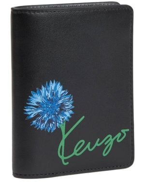 KENZO Floral Logo Card Holder Wallet - Blue
