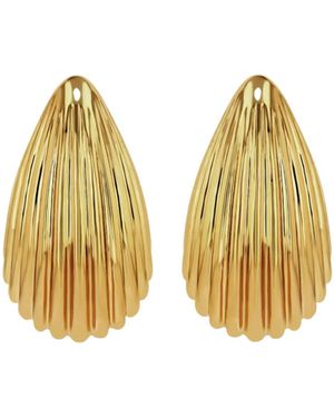 Anine Bing Ribbed Drop Pierced Earrings - Metallic
