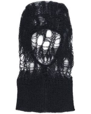 Rick Owens Knitted Face Hood - Black