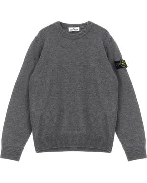 Stone Island Junior Badge Logo Knitted Sweater - Gray