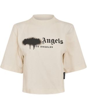 Palm Angels Mockneck Cropped Top - White