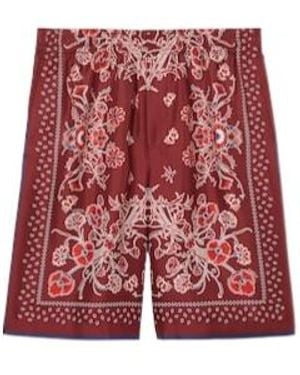 Gucci Printed Silk Twill Shorts - Red