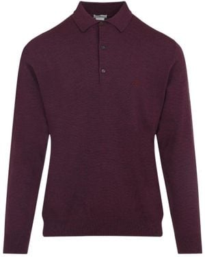 Etro Logo Embroidered Knit Polo Shirt - Purple