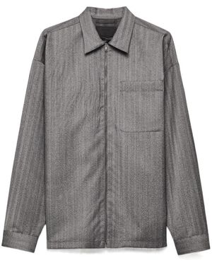 Prada Wool Zip-Up Shirt - Gray