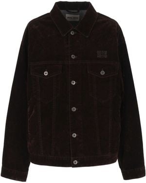 Miu Miu Flocked Chambray Jacket - Black
