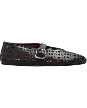 Alaïa Vienne Cut-Out Leather Ballerina Courts - Black