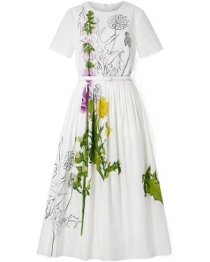 Oscar de la Renta Floral Printed Dress - White