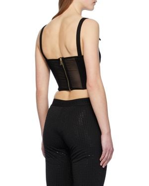 Versace Jeans Couture Buckle-Straps Corset Tank Top - Black