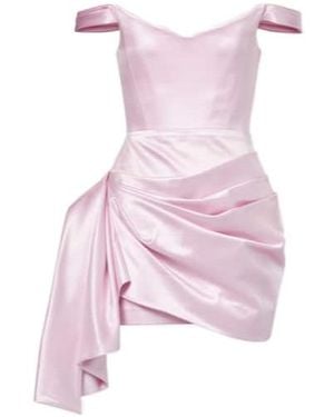 Alex Perry Draped Duchess Satin Minidress - Pink