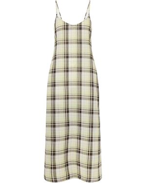 Proenza Schouler Checked Crinkled-Voile Maxi Dress - Metallic