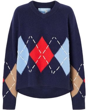 arch4 Argyle Cashmere Jumper - Blue