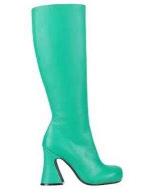 Marni Zip-Up Round-Toe Leather Boots - Green