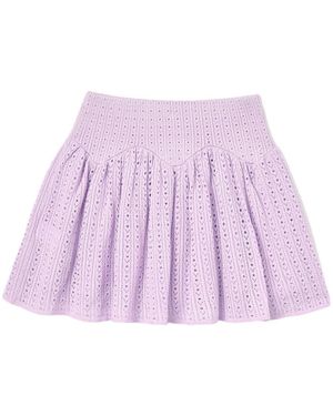 Self-Portrait Pointelle Skirt - Purple