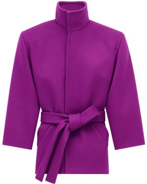 Saint Laurent Boxy Belted Coat - Purple