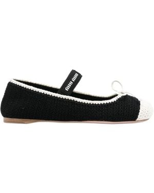 Miu Miu Bow-Decorated Flat Shoes - Black