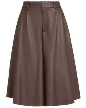 Brunello Cucinelli Nappa-Leather Wide Bermuda Shorts With Monili - Brown