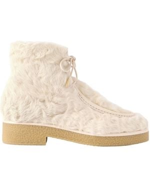 Aquazzura Solid Colour Shearling Boots - Natural