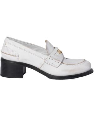 Miu Miu Deco Calf Leather Loafers - White