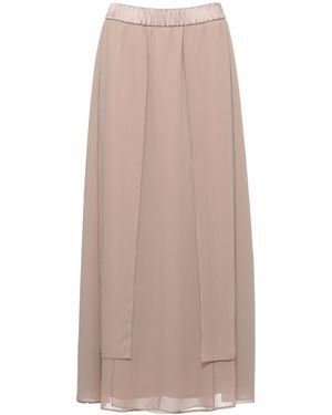 Peserico Elastic Waist Layered Midi Skirt - Natural
