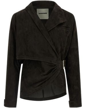 DARKPARK Cindy Crossed-Button Suede Jacket - Black