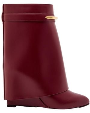 Givenchy Leather Mid-Calf Boots - Red