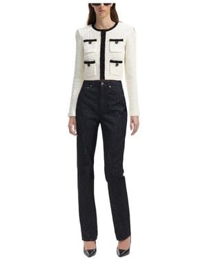 Self-Portrait Textured Knitted Cardigan - Blue