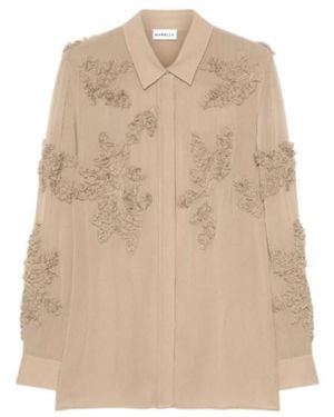 Marella Long Embroidered Shirt - Natural