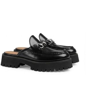 Gucci Horsebit Leather Mules - Black