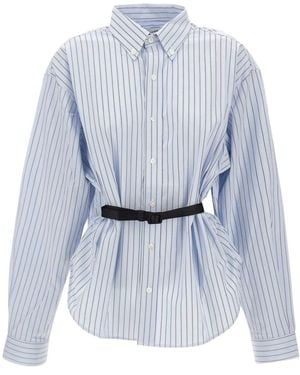 VAQUERA Belted Cut-Out Stripe Shirt - Blue