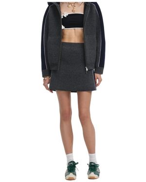 Self-Portrait Ribbed Knit Mini Skirt - Black