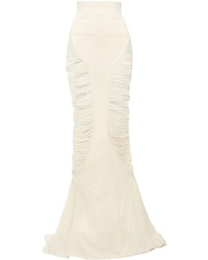 Rick Owens Minimalist Wool Knit A-Line Skirt - White