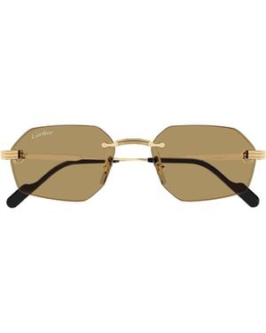 Cartier Rimless Irregular Sunglasses - Metallic
