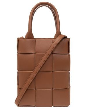 Bottega Veneta Mini Cassette Logo Shoulder Bag - Brown