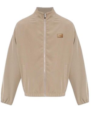 Amiri Logo-Patch Zip-Up Jacket - Natural