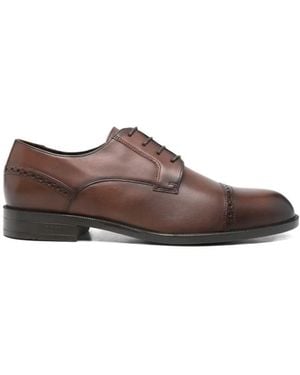 BOSS Brogue Leather Oxford Shoes - Brown