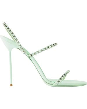 Paris Texas Crystal-Embellished Crepe Slingback Sandals - Metallic