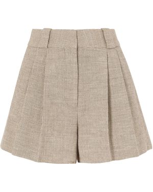 Blazé Milano Marina Selle Pleated Shorts - Natural