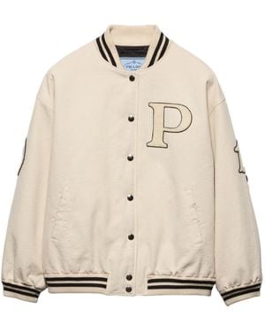 Prada Button-Up Bomber Jacket - Natural