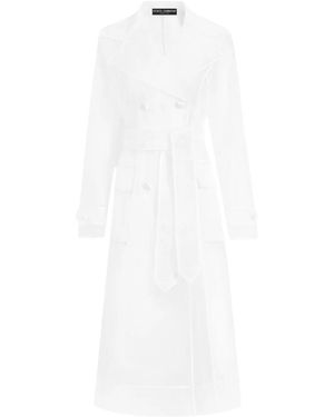 Dolce & Gabbana Double-Breasted Trench Coat - White