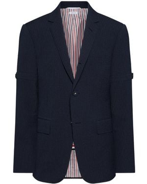 Thom Browne Textured Single-Breasted Blazer - Blue