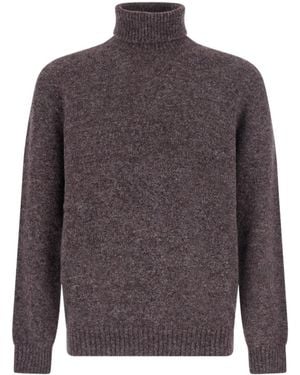 Brunello Cucinelli Roll Neck Ribbed Hem Sweater - Gray